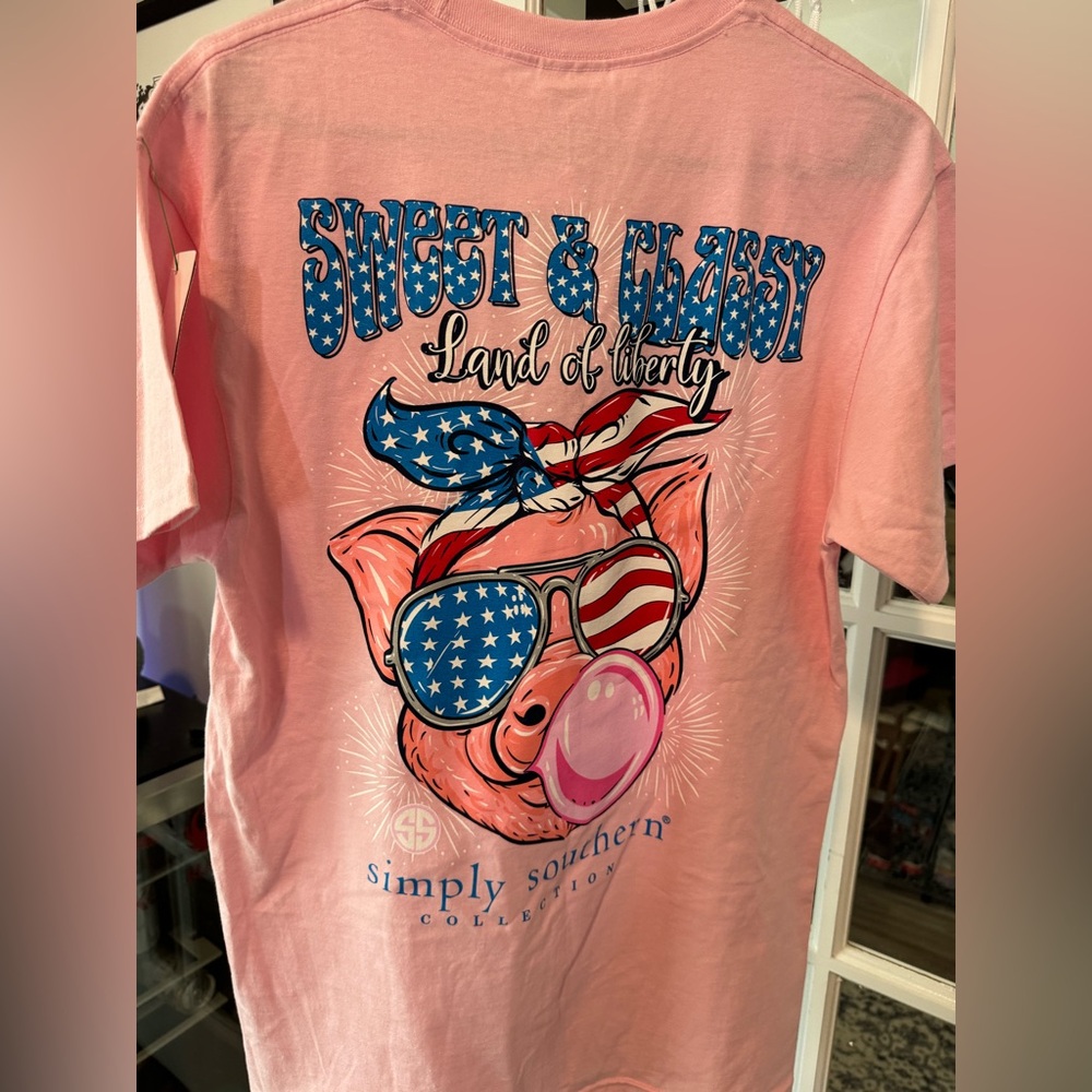simply southern shirt women Pink USA Sweet And Class NWT Pig USA Classy MEDIUM